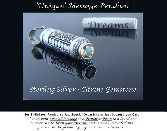 Balinese Dream Pendant Citrine Gemstone, Sterling Silver - Click Image to Close